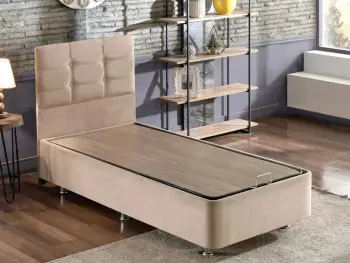 Baza dhe shtrati një-personësh me taban, Skye Decor, ngjyrë kafe e çelët, 100x200cm
