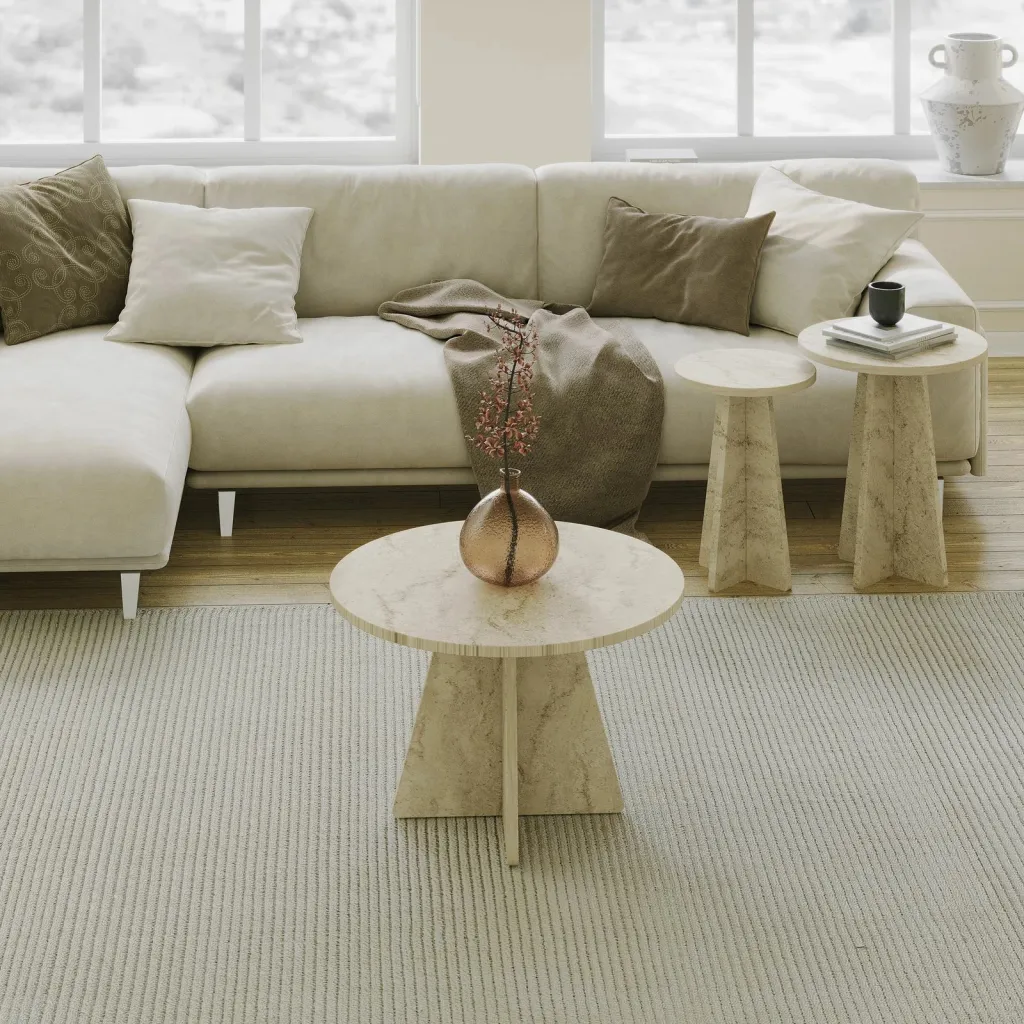 Set tavolinash kafeje Skye Decor, ngjyrë travertine, 3 copë - 2