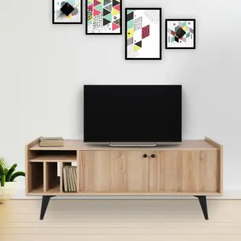 Komodë TV Skye Decor, Astana, ngjyrë lis dhe e zezë
