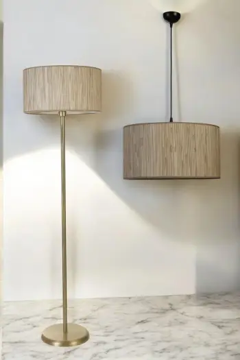 Set llambë tavani dhe llambadar dyshemeje Opviq, 8873-9, ngjyrë mink dhe ari