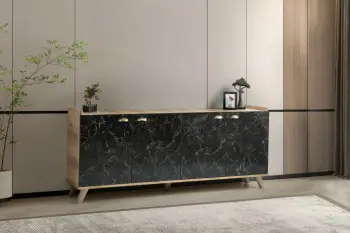 Konsolë Skye Decor, ngjyrë lis dhe mermer, Sumer H3030