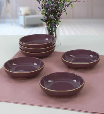 Set 6 tasash salcash qeramike, ngjyrë vjollcë, Hermia Concept, ST489006F498A841600MAYD100