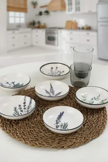 Set 6 copë tasë salce, qeramikë, Hermia Concept, të bardhë, jeshile, vjollcë, të zeza, ST489406F022AMD3600MAYD100