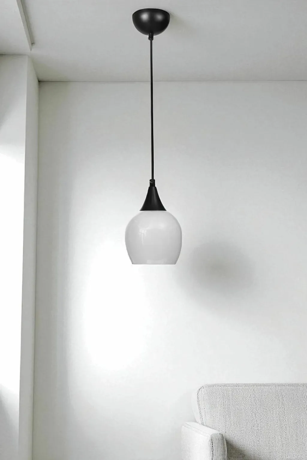 Llambë tavani Opviq, 9065-1, metal dhe xham, e bardhë/zezë - 1