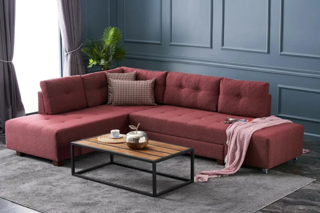 Kënd-sofë krevati, ngjyrë e kuqe e thellë (claret red), Atelier del Sofa, kënd majtas - 2