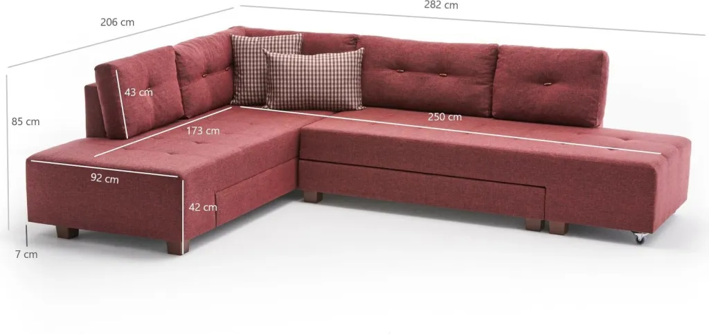 Kënd-sofë krevati, ngjyrë e kuqe e thellë (claret red), Atelier del Sofa, kënd majtas - 7