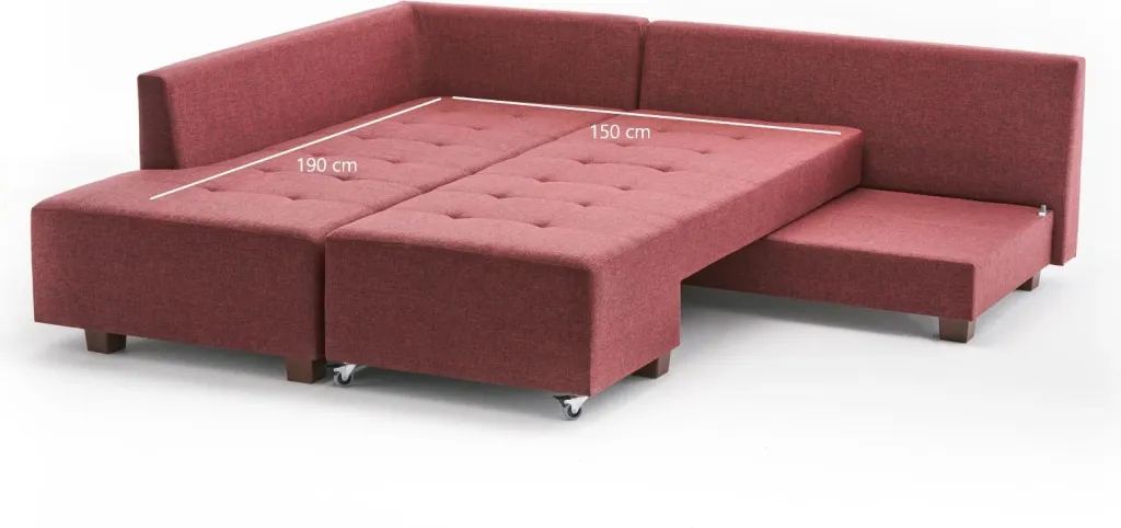 Kënd-sofë krevati, ngjyrë e kuqe e thellë (claret red), Atelier del Sofa, kënd majtas - 8