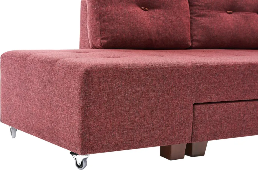 Kënd-sofë krevati, ngjyrë e kuqe e thellë (claret red), Atelier del Sofa, kënd majtas - 9