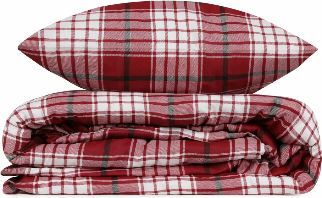 Set mbulesë për jorgan Super King, ekose, e kuqe dhe e bardhë, L'essentiel - 3