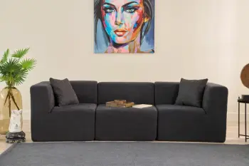 Divan treshe Atelier del Sofa, ngjyrë antracit, 3 pjesë