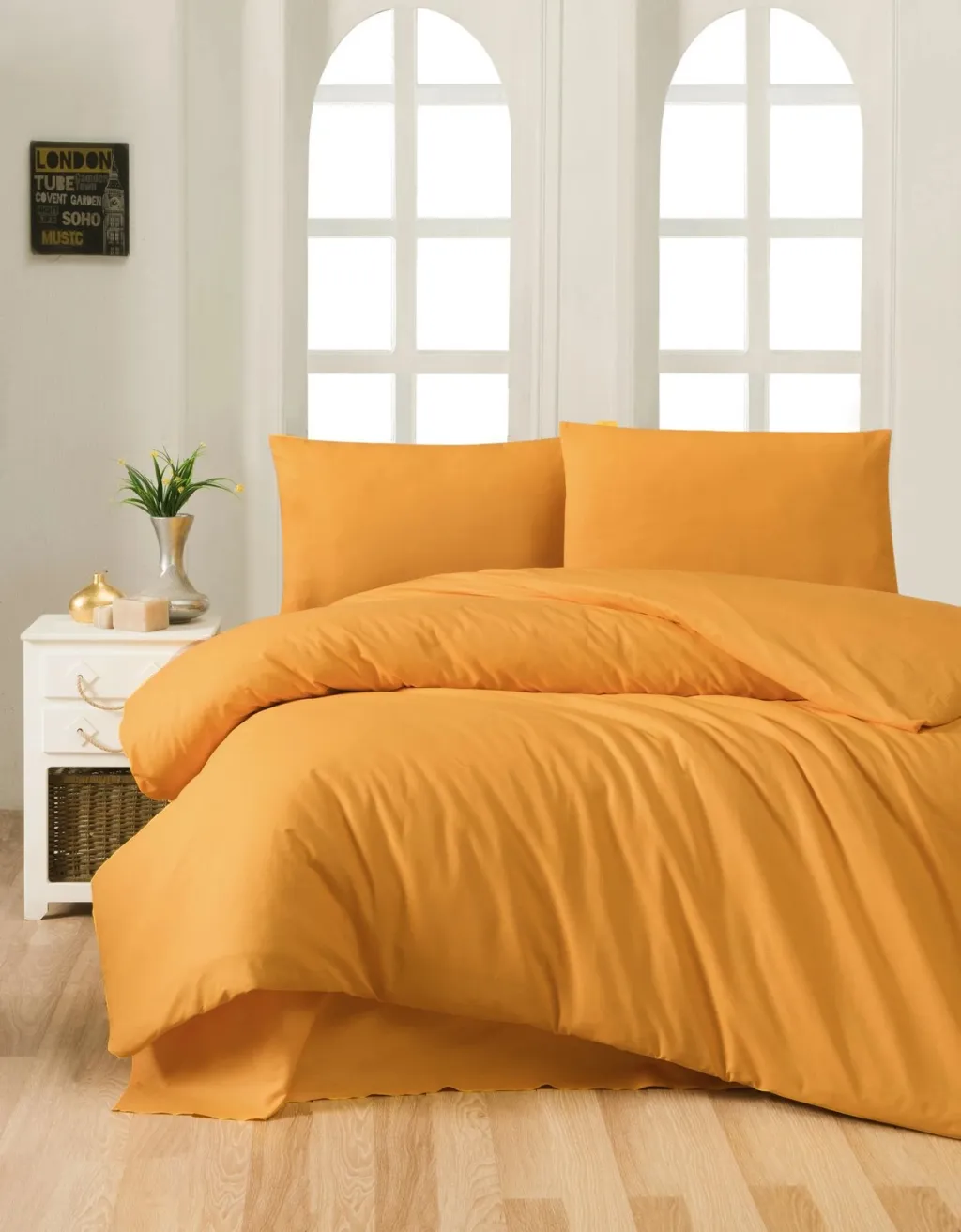 Set mbulesë për jorgan Single XL, ranforce, ngjyrë mustard, L'essentiel - 1