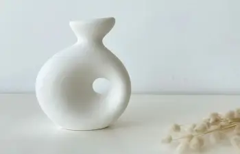 Vazo dekorative, qeramike, e bardhë, Evila Originals, CY0146, 14x7x16cm