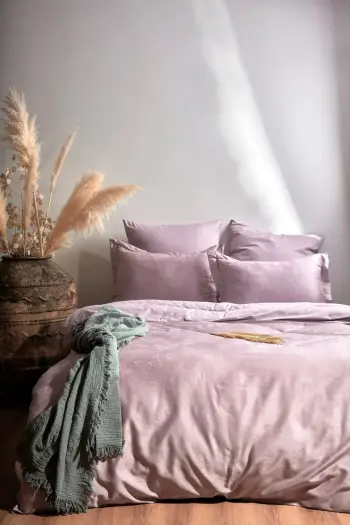 Set mbulesë për jorgan dopio, satin, L'essentiel, Kelebek, vjollcë