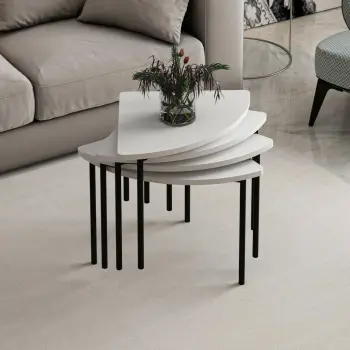 Set tavolinash kafeje, ngjyrë e bardhë, Skye Decor, Emma - 8921