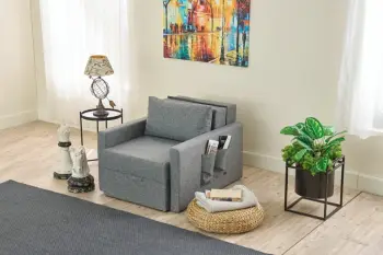 Krevat-karrige një vendës, Atelier del Sofa, Saros, ngjyrë gri