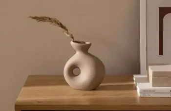 Vazo dekorative Evila Originals, ngjyrë kafe e çelët, CY0148, 14x7x16cm
