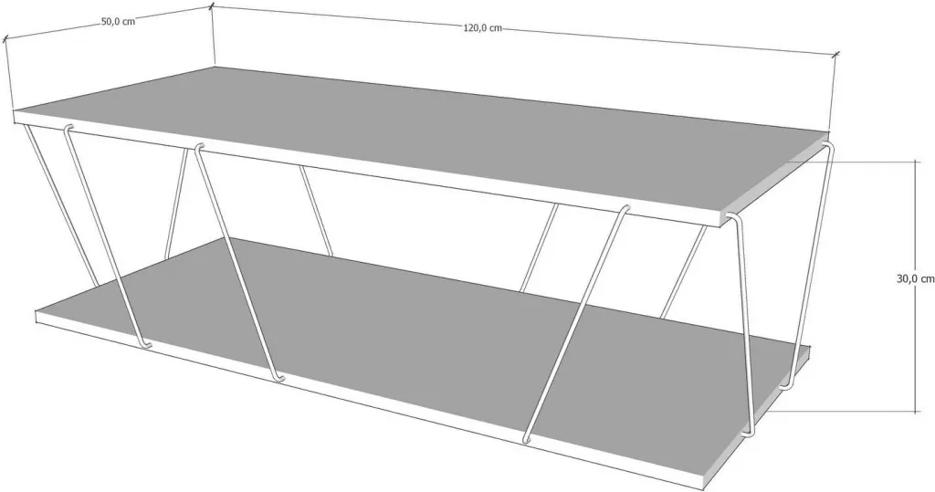 Tavolinë kafeje Skye Decor, Labranda, ngjyrë travertine, e zezë - 7