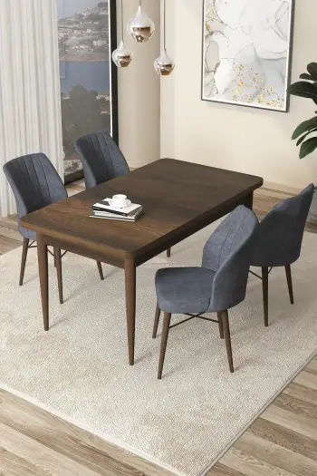 Tavolinë me karrige, 5 copë, Skye Decor, ngjyrë barok dhe fume