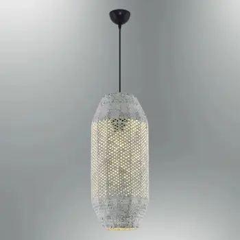 Llambë tavani Opviq, plastikë dhe ratan, e bardhë, 30x120cm, 4461-11-01