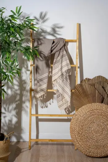 Peshqir plazhi Fouta, model Diamond, ngjyrë kafe e çelët, Mijolnir