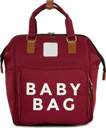 Çantë për pelena Zoozie Bags, ngjyrë e kuqe e errët, 30x38x19cm