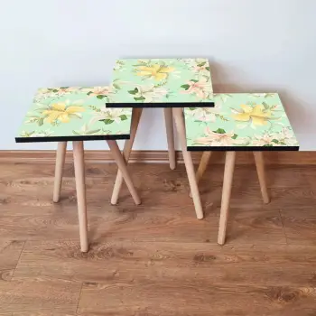 Set tavolinash të mbivendosura, 3 copë, Skye Decor, ngjyrë e gjelbër, 3Shp168