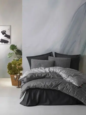 Set mbulesë për jorgan dopio, bambu, anthracite, L'essentiel