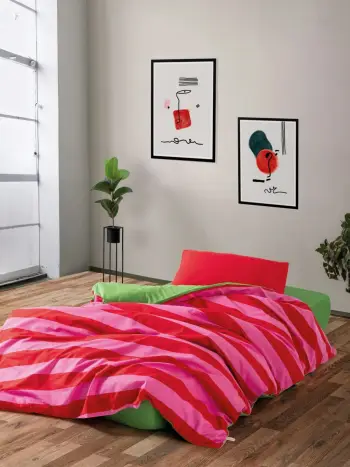Set mbulesë jorgani njëpersonëshe Ranforce, L'essentiel Cherie, ngjyrë e gjelbër, rozë, fuksia