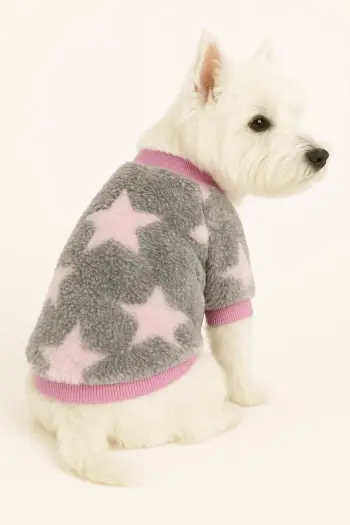 Bluzë për qen, Paws & Whiskers, Pinkstarsweat, ngjyrë gri, përmasa L