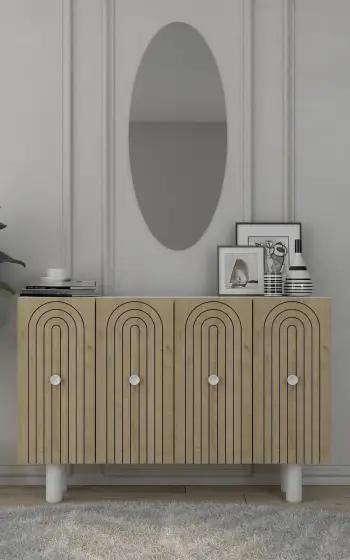 Konsol Skye Decor, Woise Bohem KM120, e bardhë, lisi safir