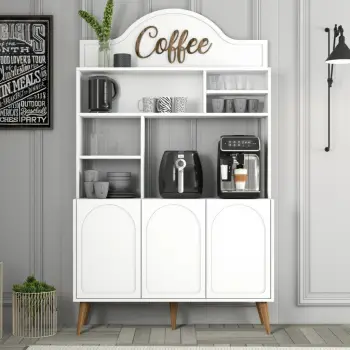 Dollap për kafe, Skye Decor, Lyon 120, i bardhë dhe arre