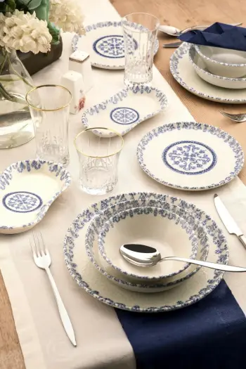 Set darke 27 cope, Hermia, N25003, porcelan, ngjyre bardh e kaltër
