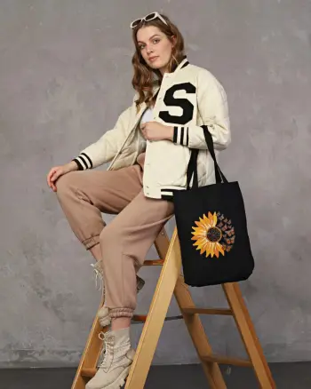 Çantë tote Zoozie Bags, 1554, e zezë, pambuk, 35x40x8cm