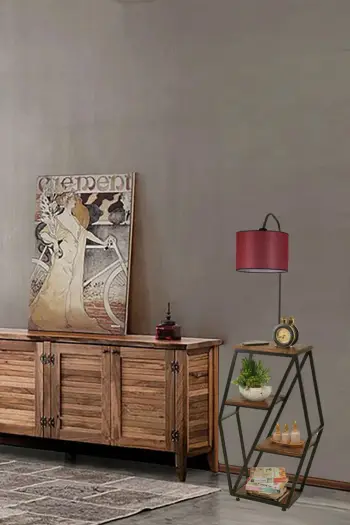 Llambë dyshemeje Opviq, e kuqe e errët, me raft librash, 8527-8