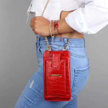 Kuletë e kuqe crossbody për telefon dhe kartela, Zoozie Bags, 1173