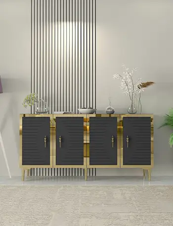Konsolë, ngjyrë antracit dhe ari, Skye Decor
