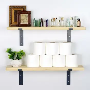 Raft dekorativ prej druri për mur, ngjyrë e zezë dhe arre, Skye Decor, Lam001