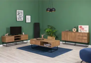 Set mobiljesh për dhomë dite, ngjyrë arre dhe e zezë, Skye Decor, Laxus Takım 1
