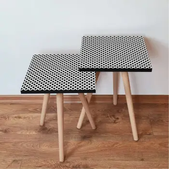 Set tavolinash të mbivendosura, dy copë, ngjyrë bardhë/zezë, Skye Decor, 2Shp8