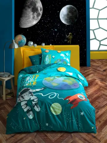 Set mbulesë për jorgan për të rinj, ngjyrë turquoise, L'essentiel, Little Astronaut