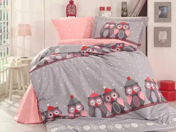 Set mbulesë për jorgan single Poplin, Linda, ngjyrë gri