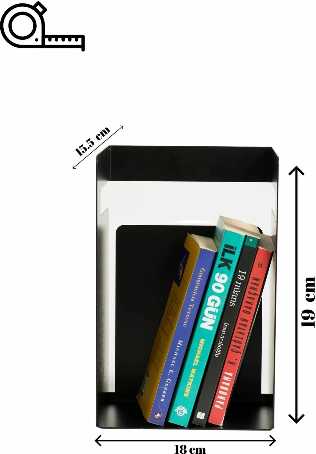 Mbajtës librash Skye Decor, formë kube, ngjyrë e zezë - 7
