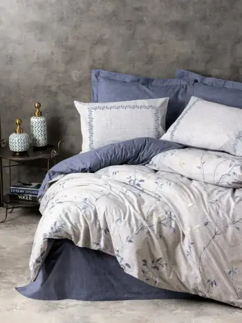 Set mbulesë jorgani super king, ngjyrë kaltër e errët, L'essentiel, Nitsa