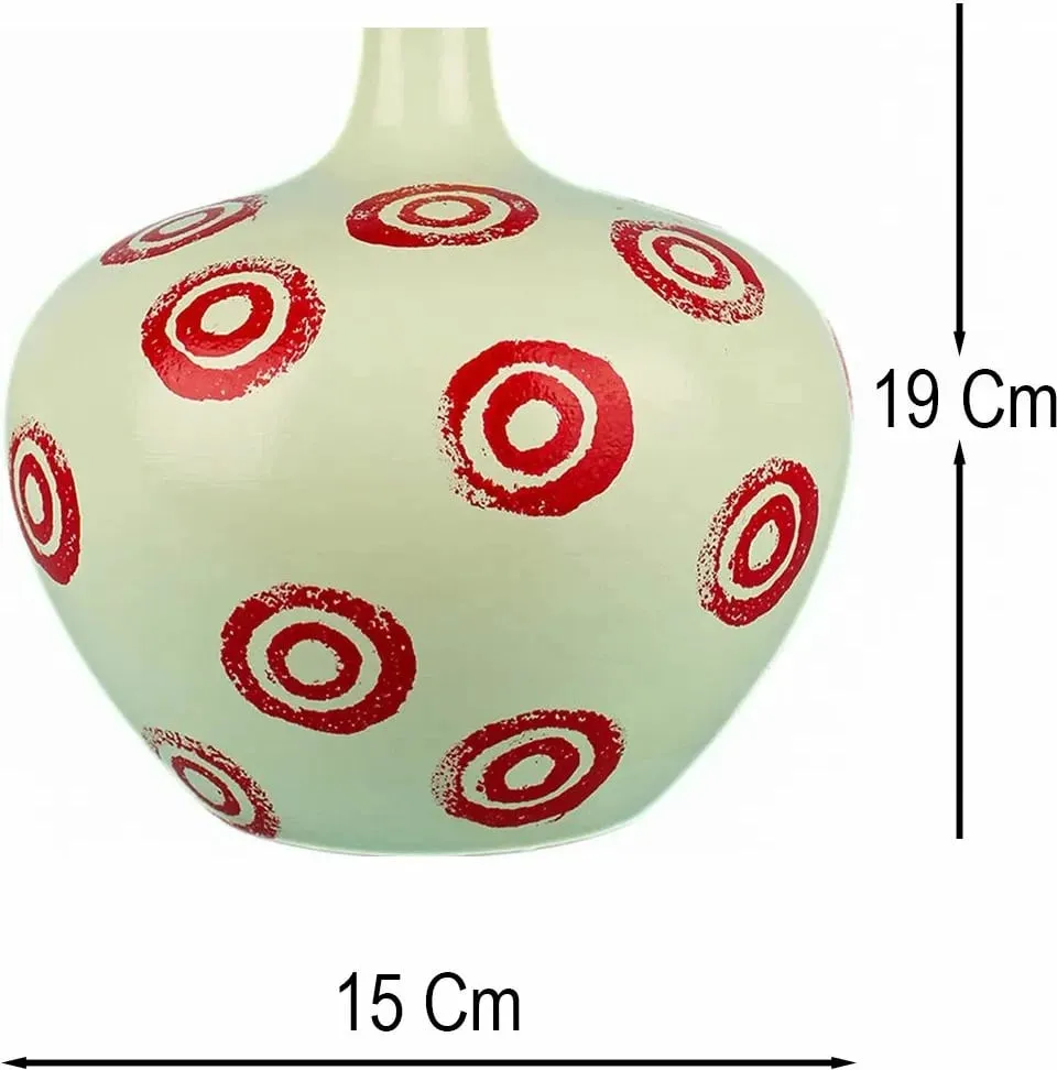 Vazo dekorative, e pikturuar me dorë, ngjyrë ecru, BK060 - 2