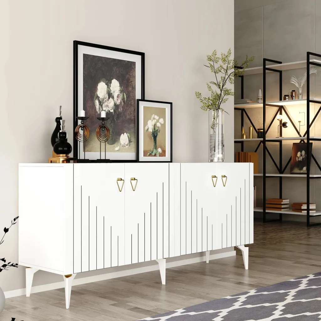 Konsolë e bardhë me të artë, Skye Decor, 150x79x40cm - 2