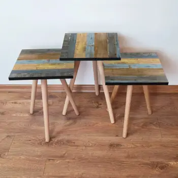 Set tavolinash të vendosshme, shumëngjyrëshe, Skye Decor, 3 copë, 3Shp2