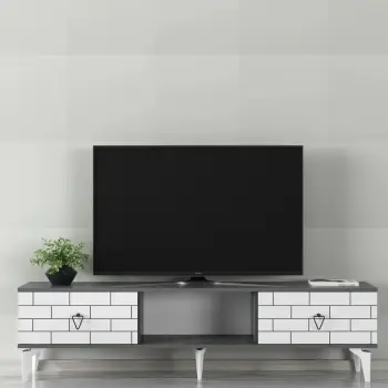 Komodë TV Skye Decor, ngjyrë antracit dhe e bardhë, Varna