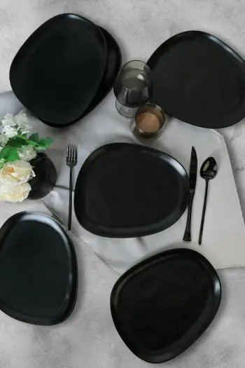 Set pjatash shërbimi (6 copë), Hermia Concept, ngjyrë e zezë mat, X0001549900000000000000000