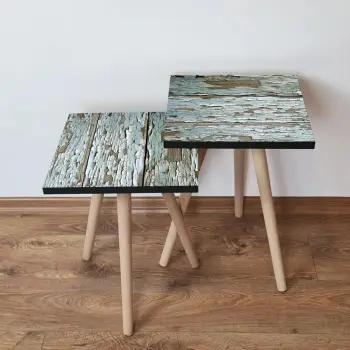Tavolina të mbivendosura, dy copë, ngjyrë e gjelbër dhe kafe, Skye Decor, 2Shp257