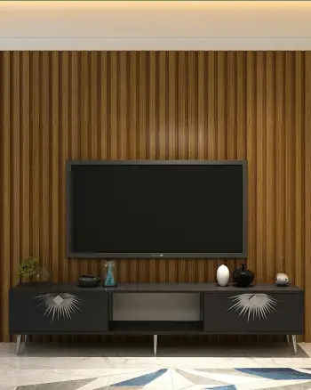 Komodë për TV Skye Decor, ngjyrë antracit, argjend